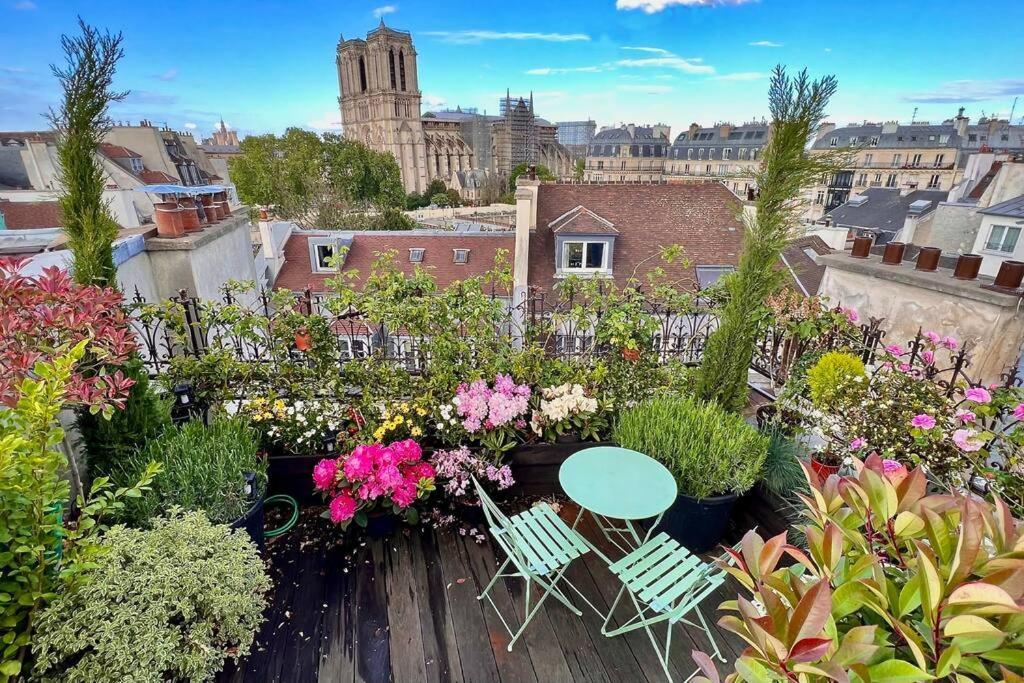 Appartement Rooftop Triplex With Garden At Notre Dame Parijs